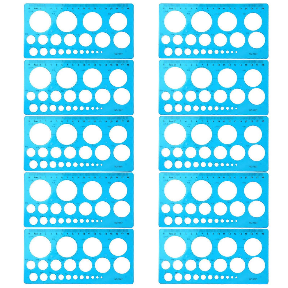 ( Transparent, One Size) 10 Pcs Circle Round Stencil Template Ruler Geometric Stencil Ruler Circle Template For School Yellow/Blue