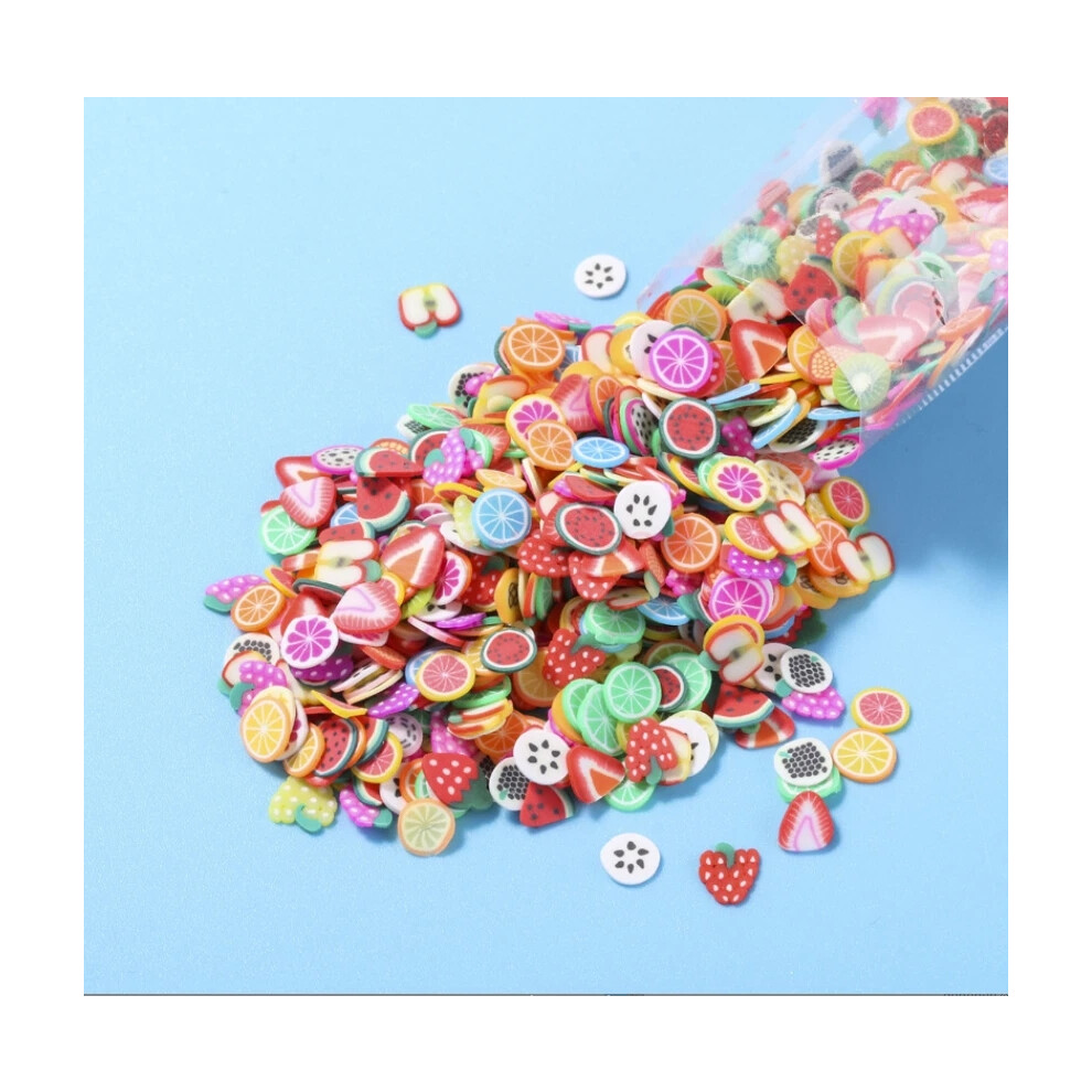 (Fruit) 1000Pcs 3D Polymer Clay Nail Art Fruit Flower Feather Fimo Slices Decor Crafts New