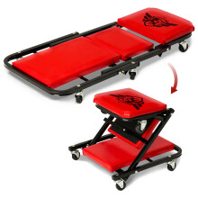 Mechanic Creeper Bench  Stool 2 in 1  Folding Adjustable Chair Z Design 300 Lbs Capacity