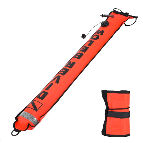 4ft Diving Surface Marker with High Visibility Reflective Band Inflatable Scuba Diving SMB (Red)