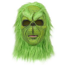 (Grinch Man) Grinch Mask Halloween Christmas Green Hairy Monster Gloves cos Santa Hat