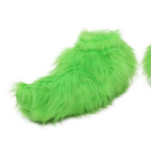 (Green wool shoe cover) Grinch Mask Halloween Christmas Green Hairy Monster Gloves cos Santa Hat