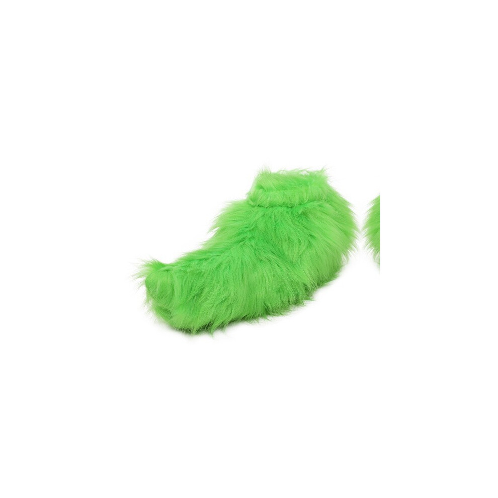 (Green wool shoe cover) Grinch Mask Halloween Christmas Green Hairy Monster Gloves cos Santa Hat