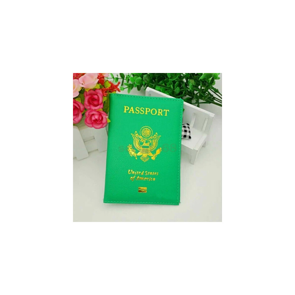 (Green) PU Leather Passport Holder Cover Travel case Wallet USA Emblem Gold-image-OPC-PHYNSK7-NEW