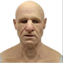 (Bald master) Realistic 3D mask handsome man old man mask old man old woman bald old man horror headgear