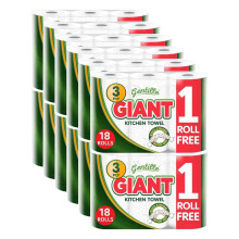(Default) 36 Rolls Gentille Giant 3 Ply Thickness Paper Towel-Extra Strong, Absorbent, Tough, Durable Kitchen Roll-Multipurpose 12 Pack of 3 Rolls