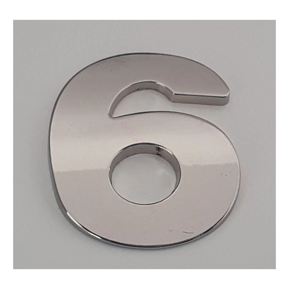 (6) 45Mm High 3D Metal Chrome Self Adhesive Letters & Numbers Emblem Badge Silver 6963793987146