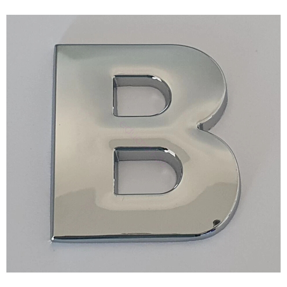 (B) 45Mm High 3D Metal Chrome Self Adhesive Letters & Numbers Emblem Badge Silver 6963793987191