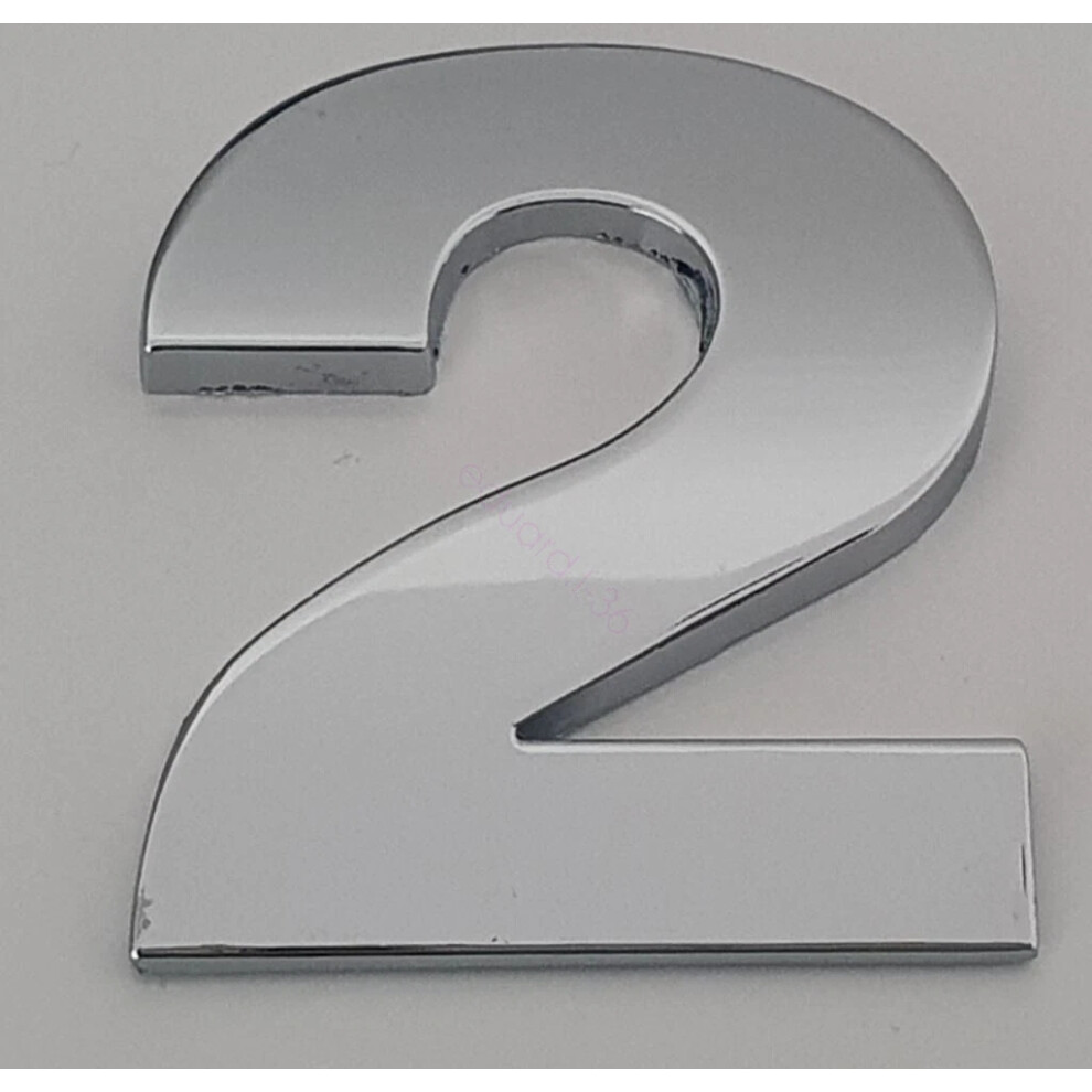 (2) 45Mm High 3D Metal Chrome Self Adhesive Letters & Numbers Emblem Badge Silver 6963793987108