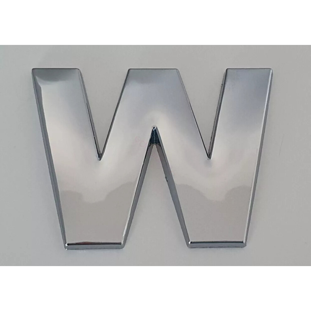 (W) 45Mm High 3D Metal Chrome Self Adhesive Letters & Numbers Emblem Badge Silver 6963793987405