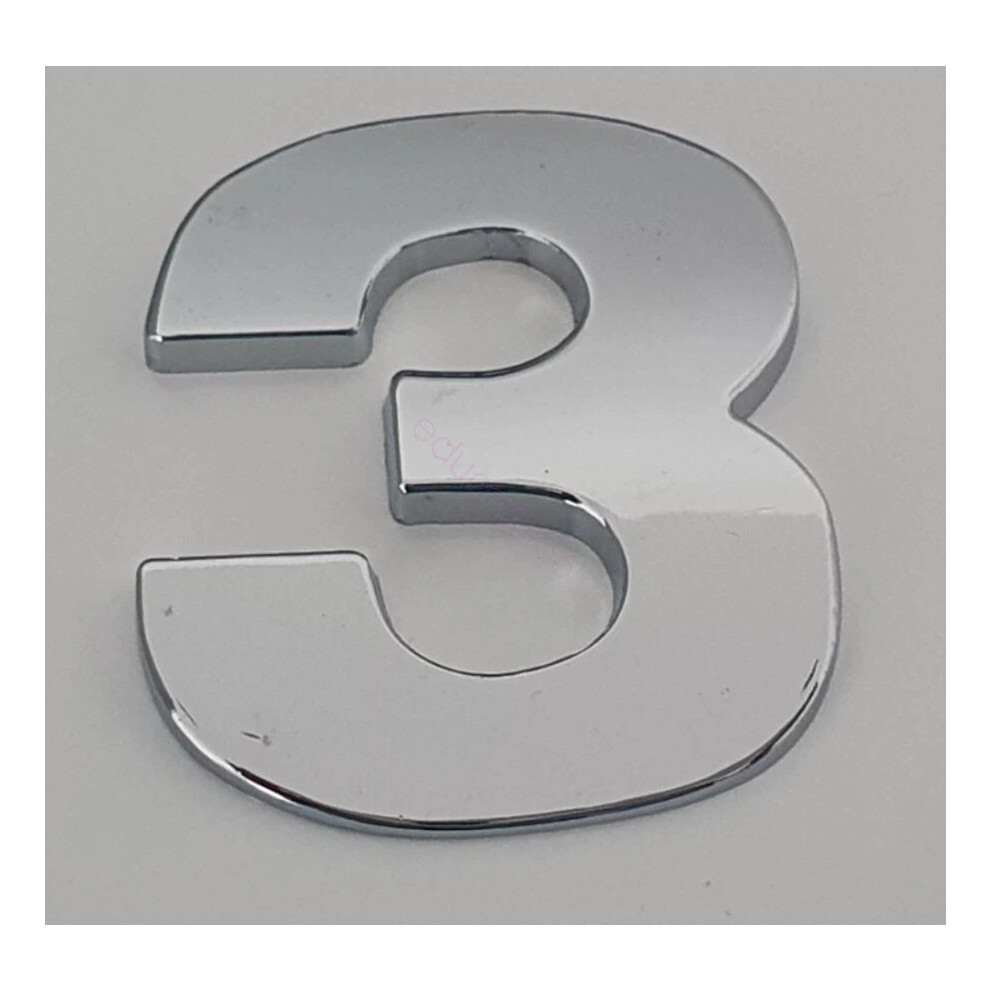 (3) 45Mm High 3D Metal Chrome Self Adhesive Letters & Numbers Emblem Badge Silver 6963793987115
