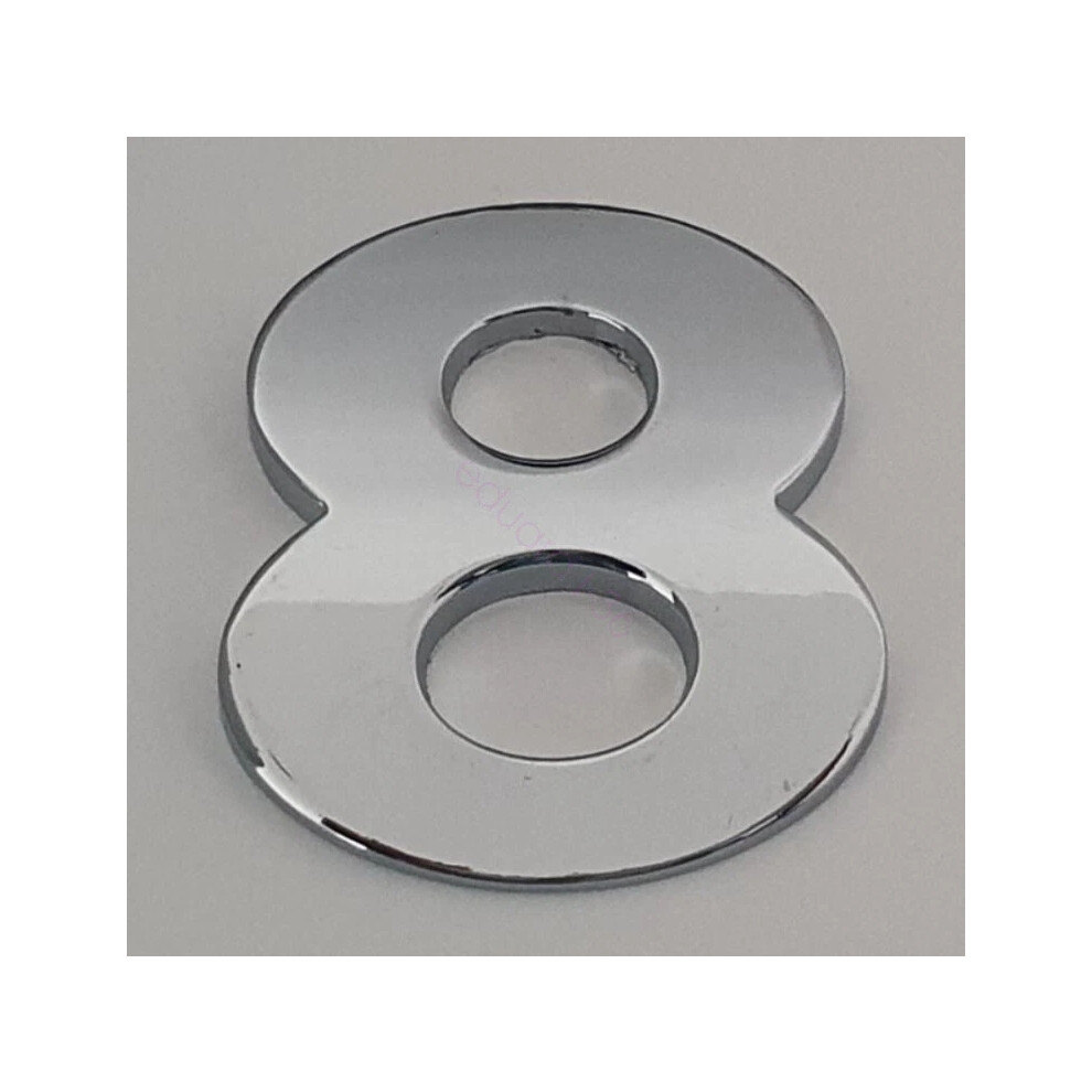 (8) 45Mm High 3D Metal Chrome Self Adhesive Letters & Numbers Emblem Badge Silver 6963793987160