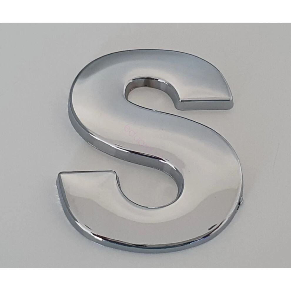 (S) 45Mm High 3D Metal Chrome Self Adhesive Letters & Numbers Emblem Badge Silver 6963793987368