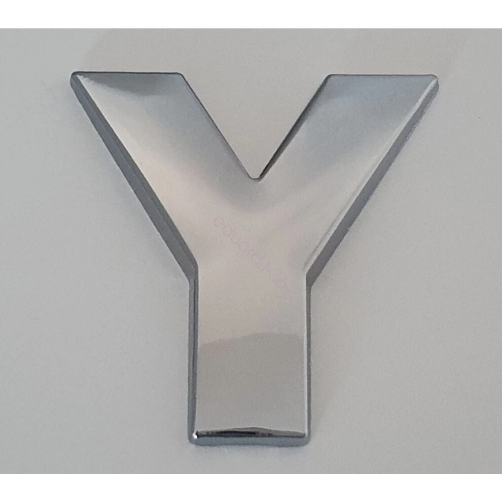 (Y) 45Mm High 3D Metal Chrome Self Adhesive Letters & Numbers Emblem Badge Silver 6963793987429