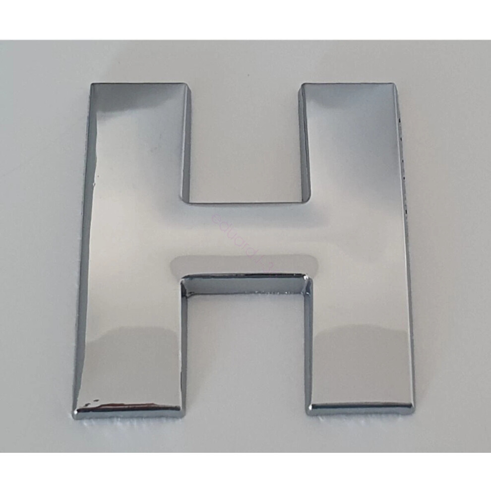 (H) New 45Mm High 3D Metal Chrome Self Adhesive Letters And Numbers Emblem Badge Silver 6963793987610