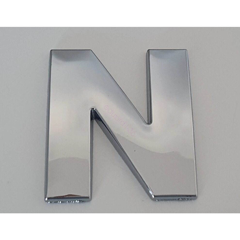 (N) New 45Mm High 3D Metal Chrome Self Adhesive Letters And Numbers Emblem Badge Silver 6963793987672