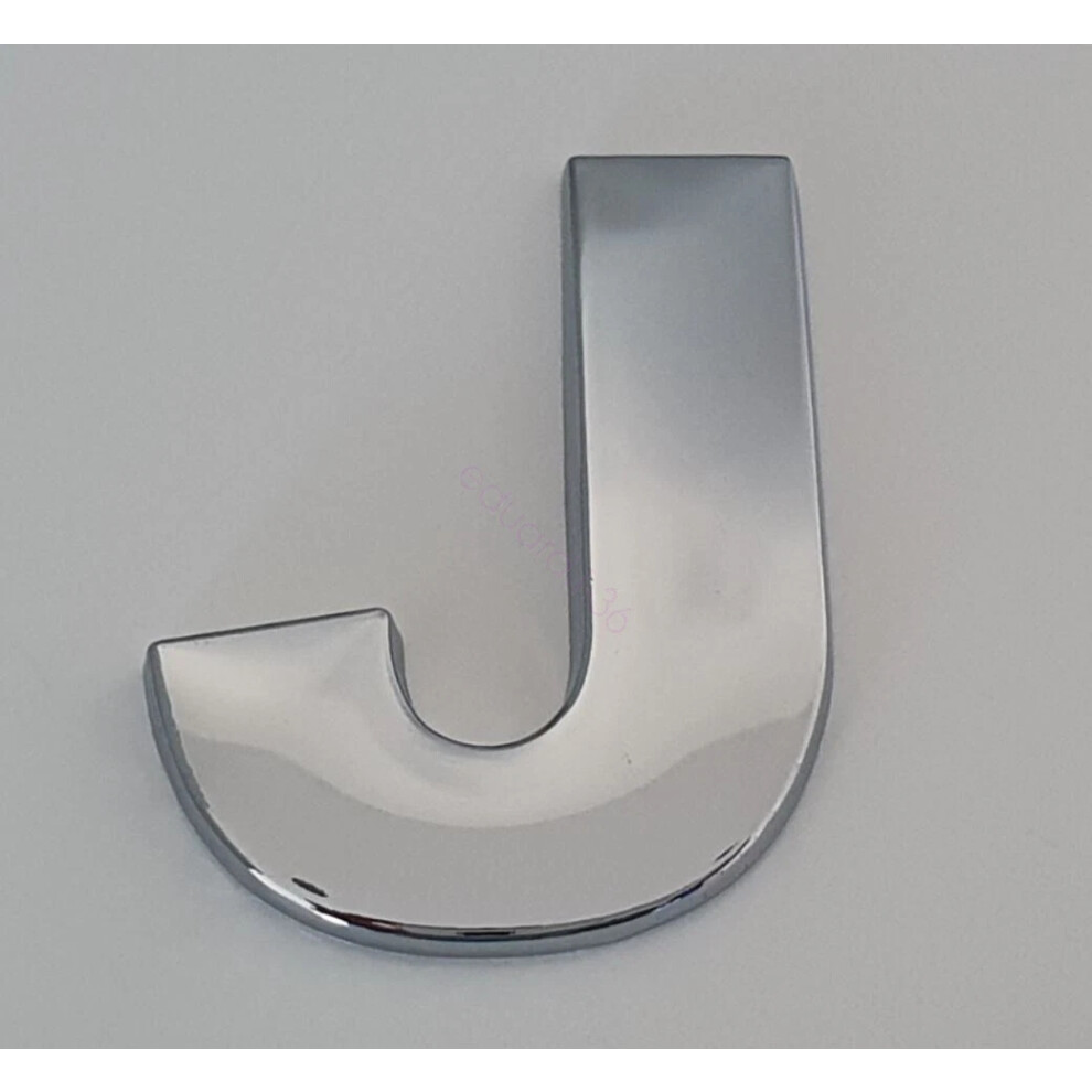 (J) New 45Mm High 3D Metal Chrome Self Adhesive Letters And Numbers Emblem Badge Silver 6963793987634