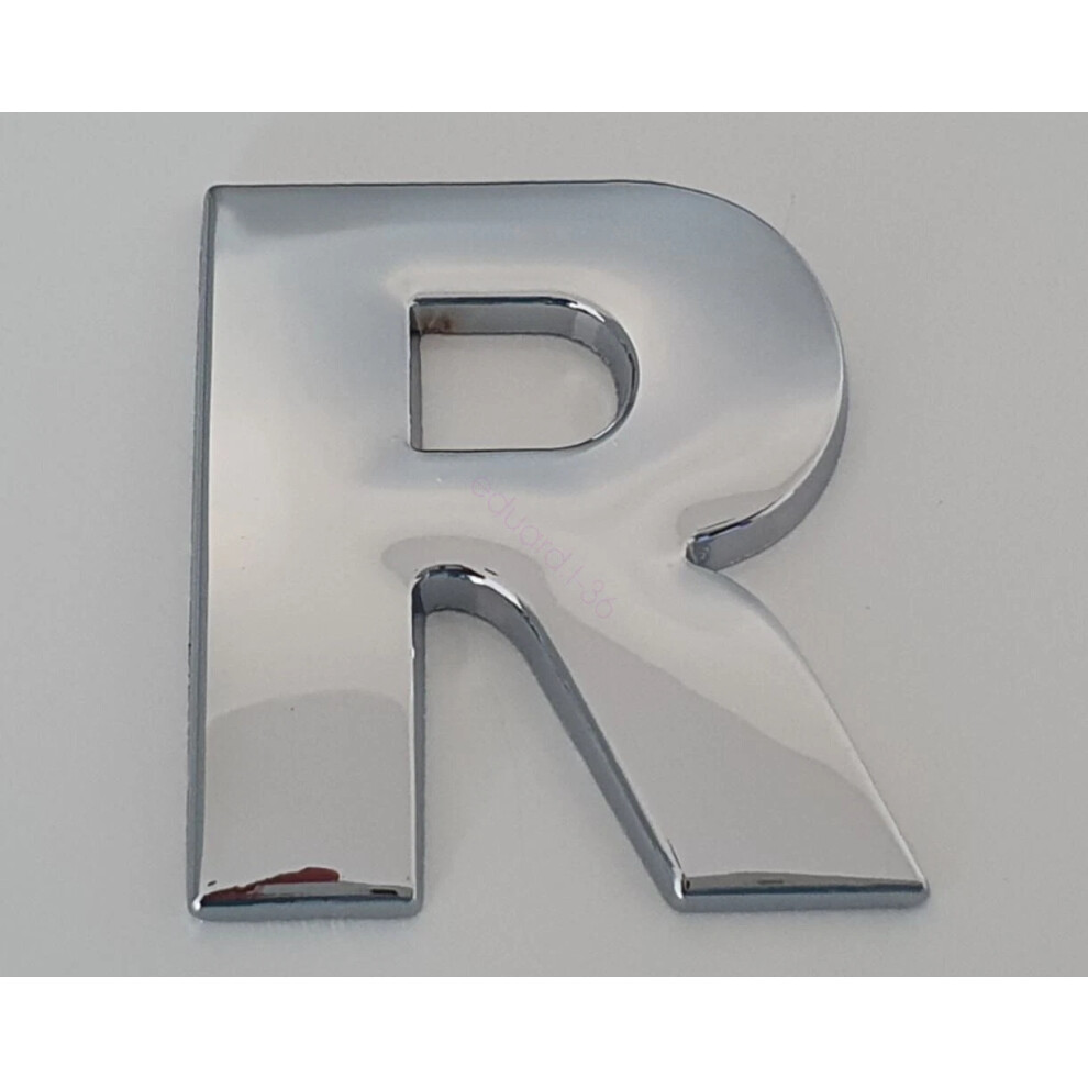 (R) High 3D Metal Chrome Self Adhesive Letters & Numbers Emblem Badge 45Mm Hot Silver 6963793988075