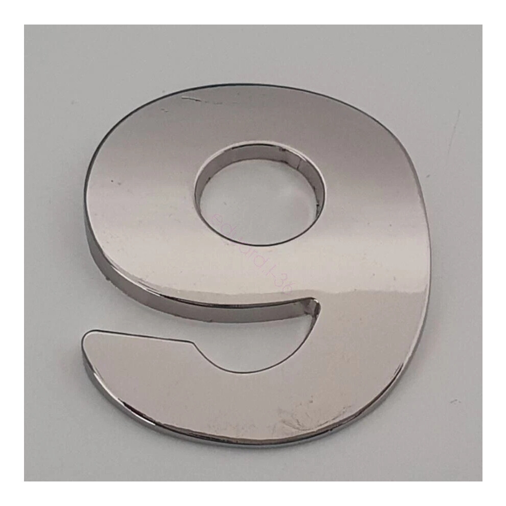 (9) High 3D Metal Chrome Self Adhesive Letters & Numbers Emblem Badge 45Mm Hot Silver 6963793987894