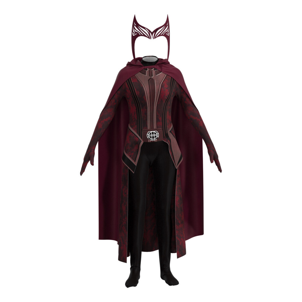 Photos - Fancy Dress  Kids Scarlet Witch Cosplay Costume Halloween Dress With Cape Polyester Red Black Outfit For Girls 100-1(?????+??+??, 140cm)