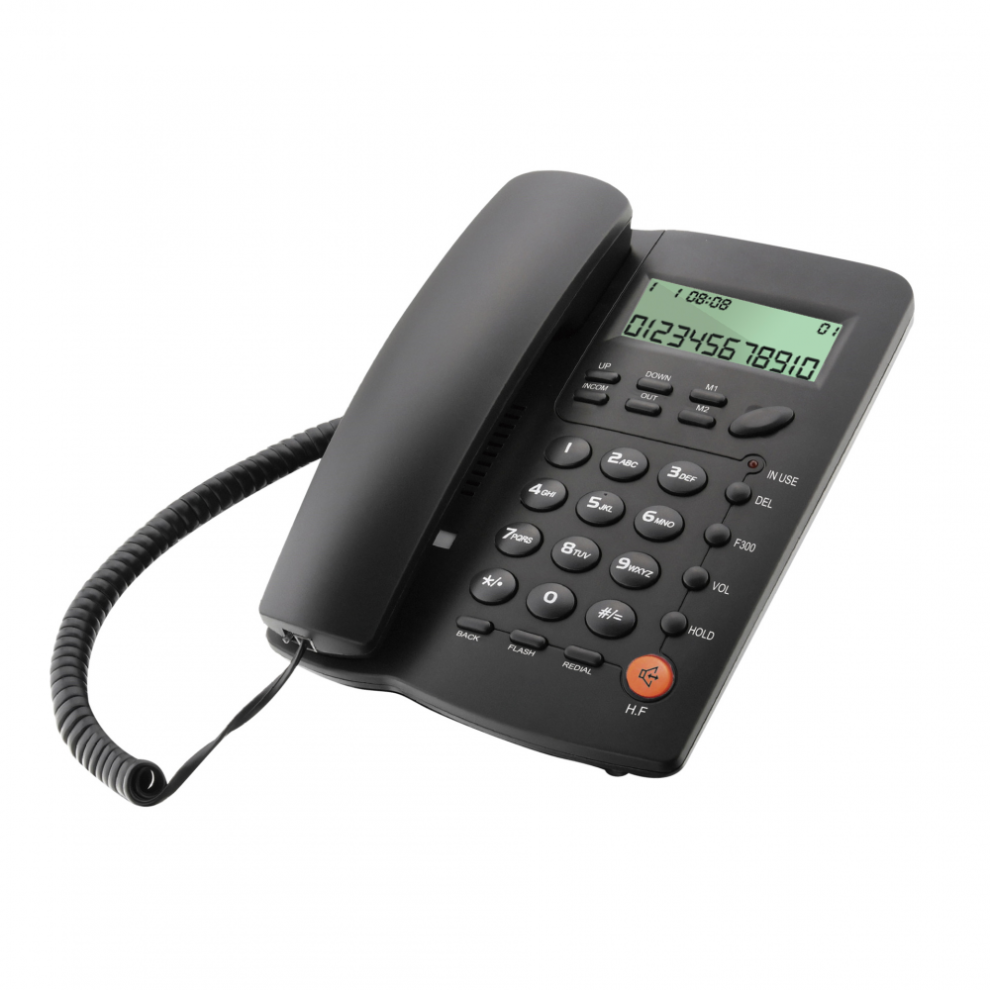 Corded Landline Phone with Answering System LCD Display for Home Hotel Office (Black)