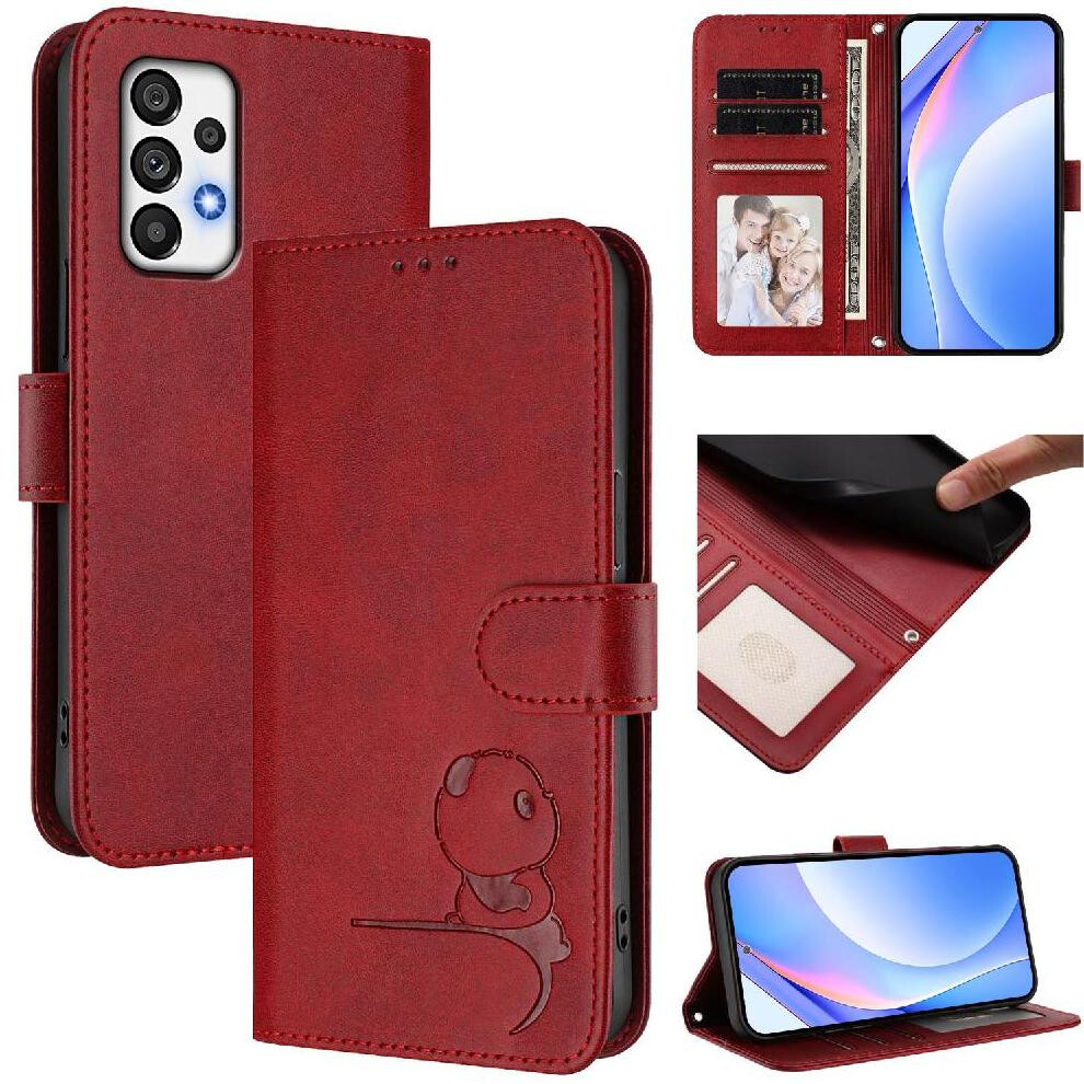 (Red) Phone Case For Samsung Galaxy A73 5G Pu Leather Rfid Blocking Flip Folio Magnetic Card Slots Holder Kickstand Red 764563066216