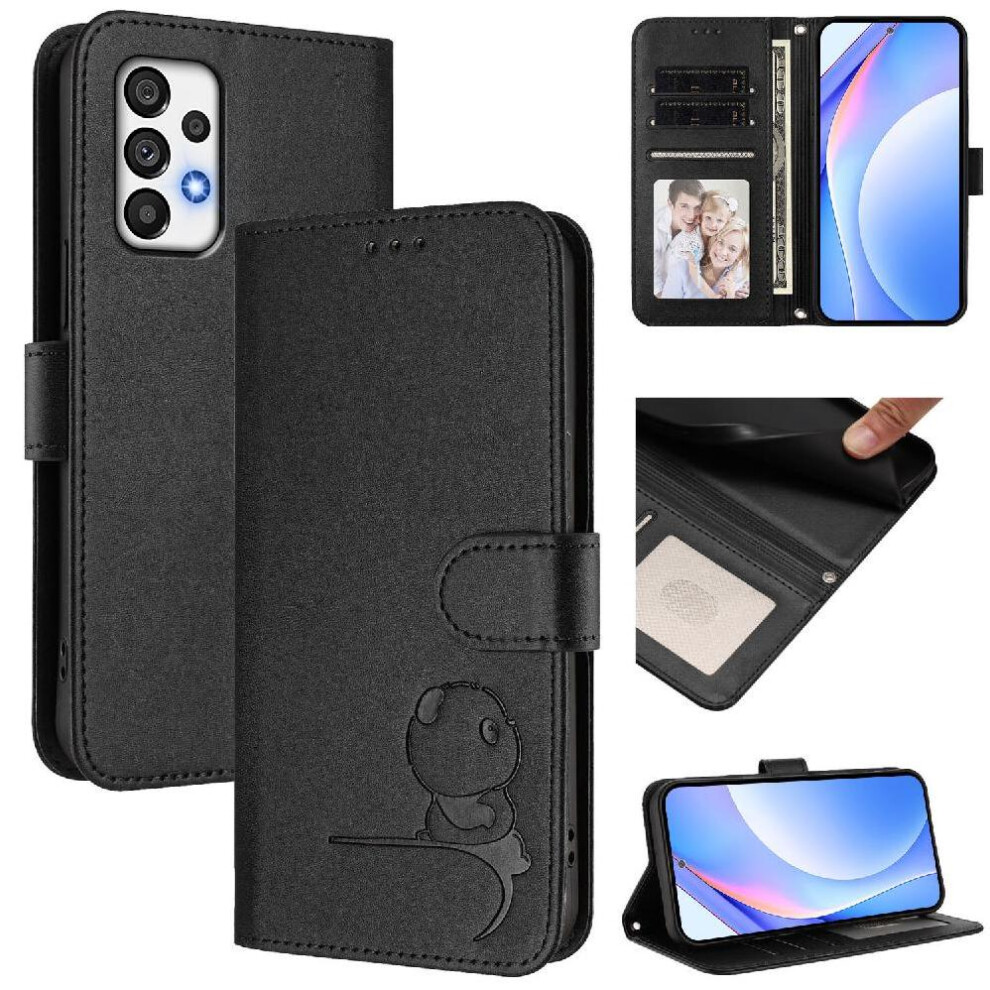 (Black) Phone Case For Samsung Galaxy A73 5G Pu Leather Rfid Blocking Flip Folio Magnetic Card Slots Holder Kickstand Black 764563066209