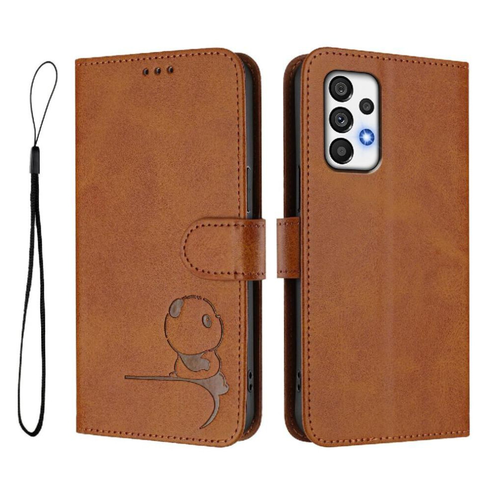 (Brown) Phone Case For Samsung Galaxy A73 5G Pu Leather Rfid Blocking Flip Folio Magnetic Card Slots Holder Kickstand Brown 764563066247