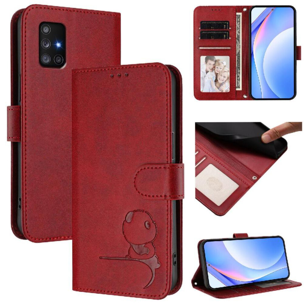 (Red) Phone Case For Samsung Galaxy A71 4G Flip Folio Pu Leather Magnetic Card Slots Holder Kickstand Rfid Blocking Red 764563066445