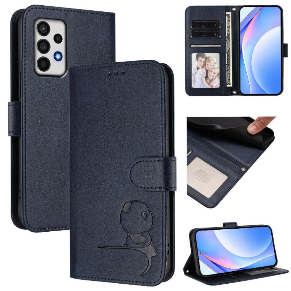 (Blue) Phone Case For Samsung Galaxy A52 4G/5G Rfid Blocking Pu Leather Magnetic Flip Folio Card Slots Holder Kickstand Blue 764563067633