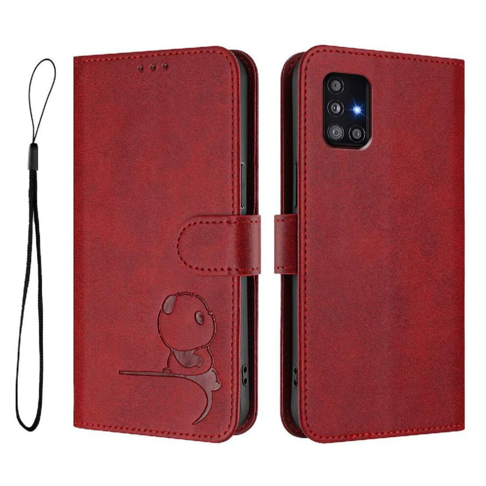 Photos - Case Phone for Samsung Galaxy A51 5g Rfid Blocking Flip Folio Card Slots Holder Kickstand Pu Leather Magnetic(Red)
