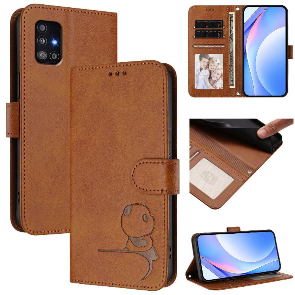 (Brown) Phone Case For Samsung Galaxy A51 4G Rfid Blocking Card Slots Holder Kickstand Magnetic Flip Folio Pu Leather Brown 764563067978