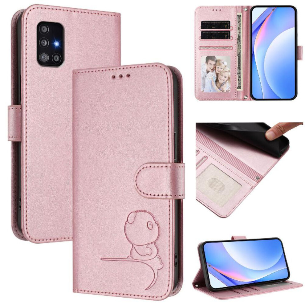 (Pink) Phone Case For Samsung Galaxy A51 4G Rfid Blocking Card Slots Holder Kickstand Magnetic Flip Folio Pu Leather Pink 764563067923