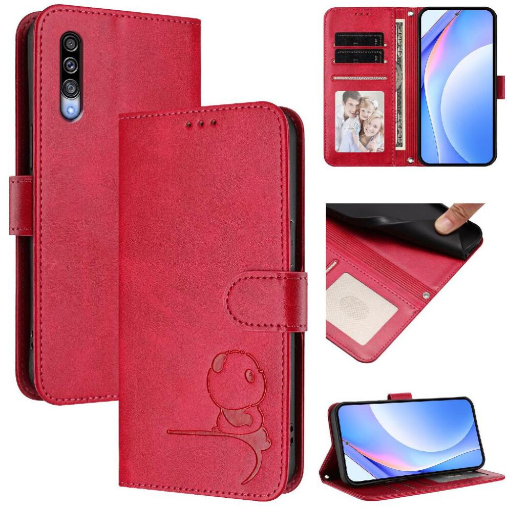 Photos - Case  Phone  for Samsung Galaxy A50 Rfid Blocking Flip Folio Magnetic Card Slots Holder Kickstand Pu Leather(Rose red )