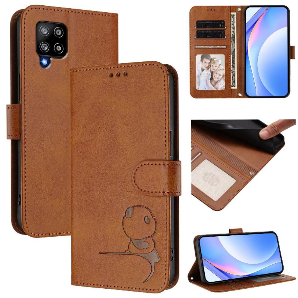 (Brown) Phone Case For Samsung Galaxy A42 5G Pu Leather Card Slots Holder Kickstand Rfid Blocking Flip Folio Magnetic Brown 764563068272