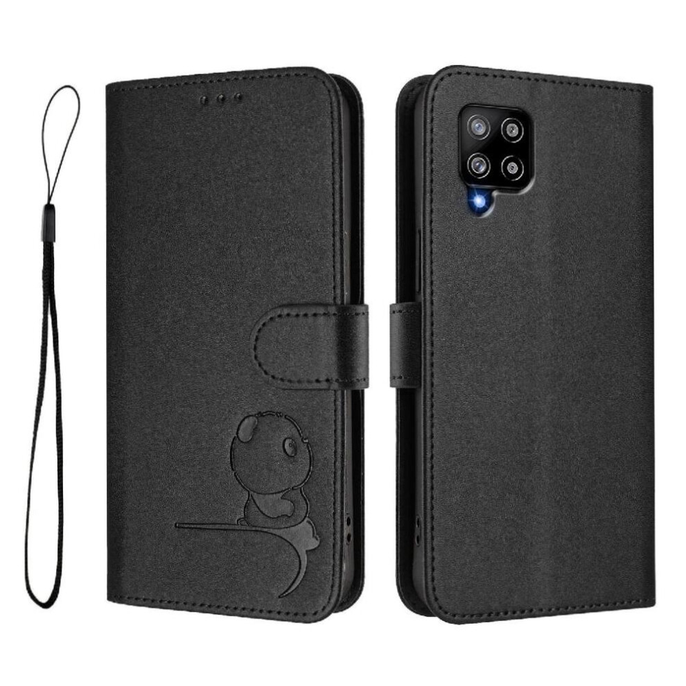(Black) Phone Case For Samsung Galaxy A42 5G Pu Leather Card Slots Holder Kickstand Rfid Blocking Flip Folio Magnetic Black 764563068234