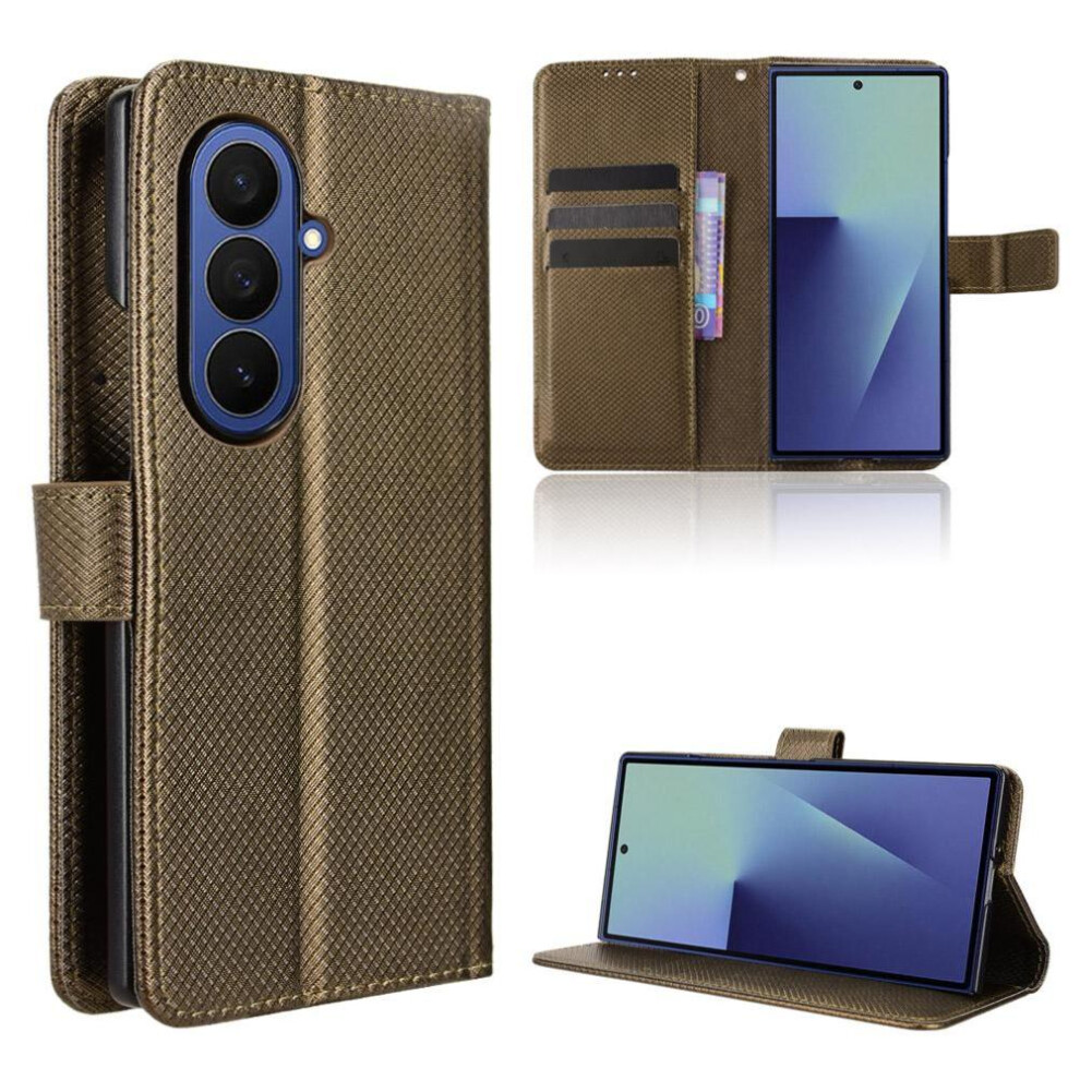 (Brown) Compatible Case For Samsung Galaxy Z Fold7 High Quality Kickstand Function Unique Accurate Incision Brown 764563068388