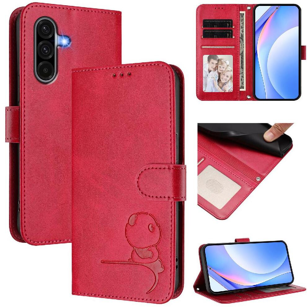 (Rose ) Phone Case For Samsung Galaxy A36 5G Magnetic Card Slots Holder Kickstand Flip Folio Rfid Blocking Pu Leather Red 764563068715