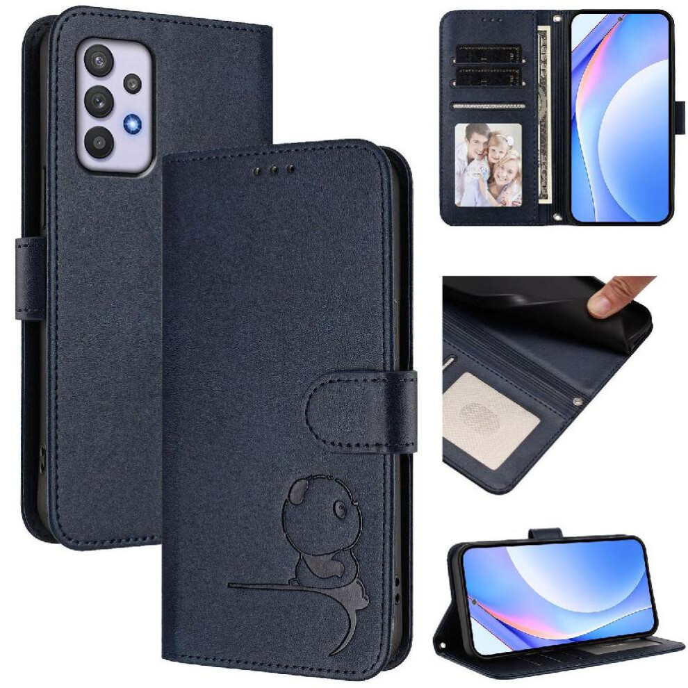 (Blue) Phone Case For Samsung Galaxy M32 5G Rfid Blocking Card Slots Holder Kickstand Flip Folio Pu Leather Magnetic Blue 764563068999
