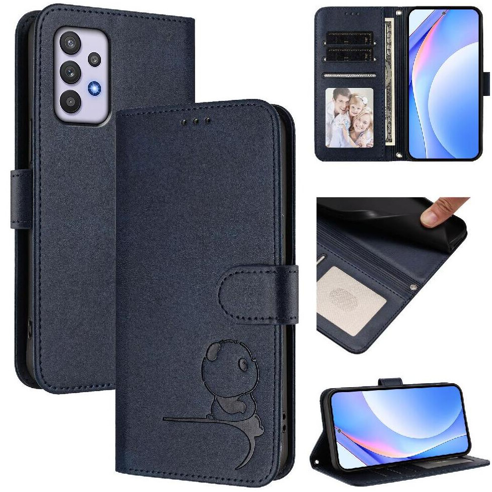 (Blue) Phone Case For Samsung Galaxy A32 5G Rfid Blocking Card Slots Holder Kickstand Magnetic Pu Leather Flip Folio Blue 764563069057