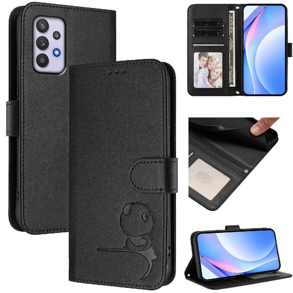 (Black) Phone Case For Samsung Galaxy A32 5G Rfid Blocking Card Slots Holder Kickstand Magnetic Pu Leather Flip Folio Black 764563069033