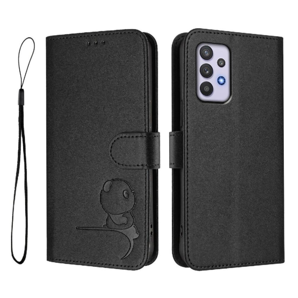 (Black) Phone Case For Samsung Galaxy A32 4G Magnetic Rfid Blocking Card Slots Holder Kickstand Flip Folio Pu Leather Black 764563069095