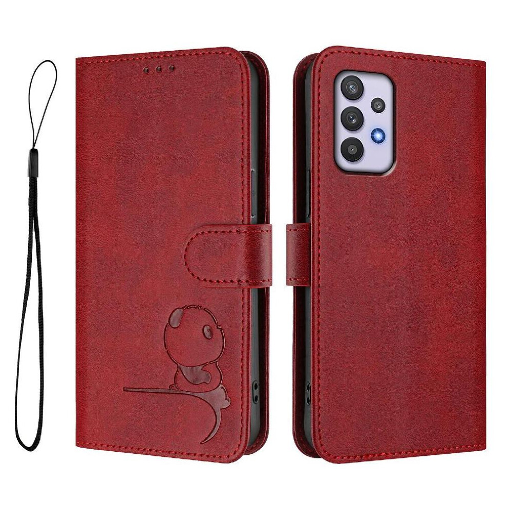 (Red) Phone Case For Samsung Galaxy A32 4G Magnetic Rfid Blocking Card Slots Holder Kickstand Flip Folio Pu Leather Red 764563069101