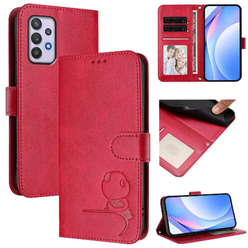 (Rose ) Phone Case For Samsung Galaxy A32 4G Magnetic Rfid Blocking Card Slots Holder Kickstand Flip Folio Pu Leather Red 764563069125