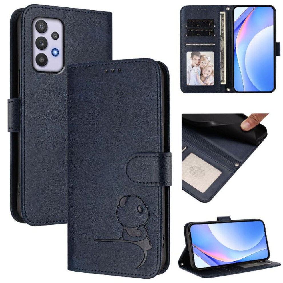 (Blue) Phone Case For Samsung Galaxy A32 4G Magnetic Rfid Blocking Card Slots Holder Kickstand Flip Folio Pu Leather Blue 764563069118