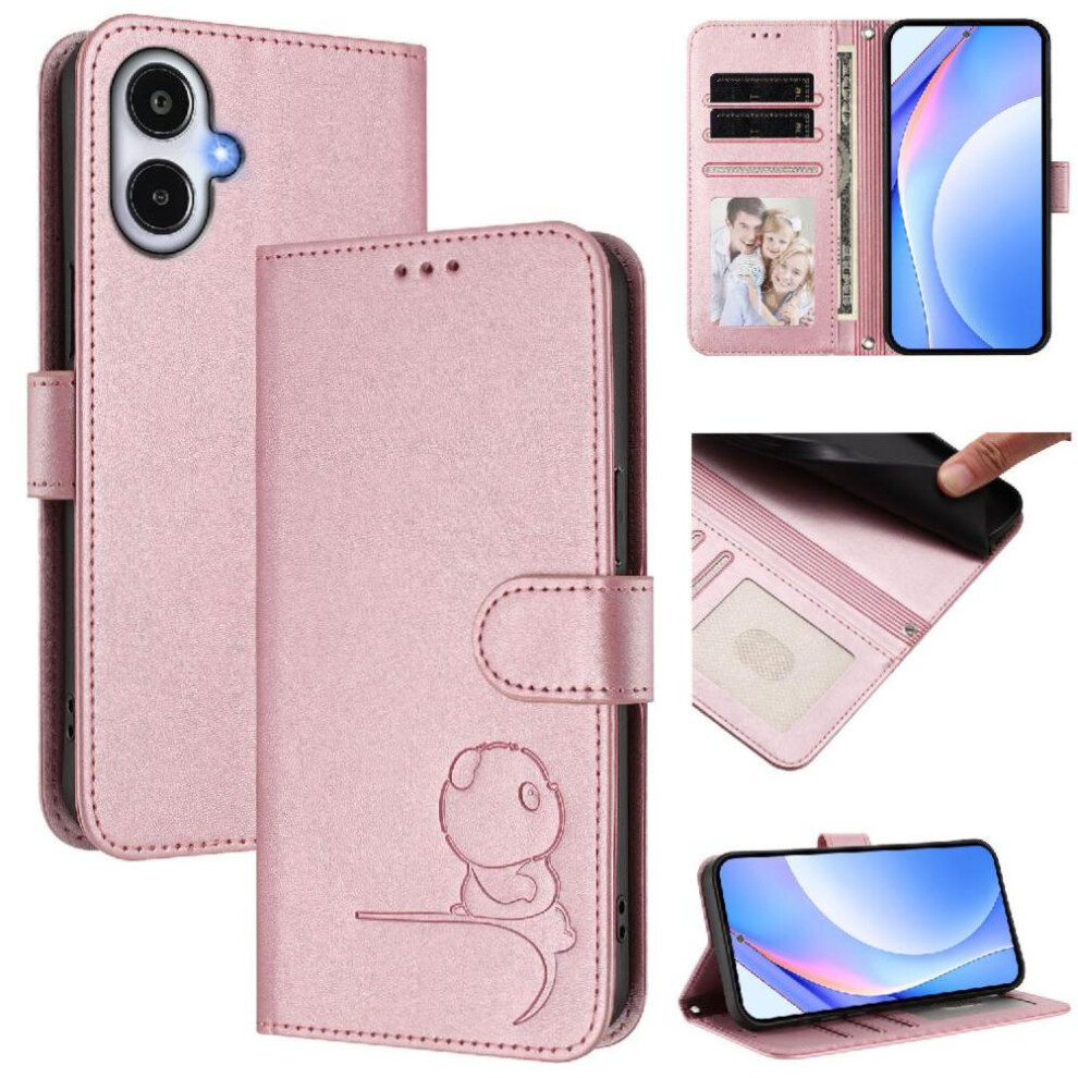 (Pink) Phone Case For Samsung Galaxy A25e Rfid Blocking Flip Folio Pu Leather Magnetic Card Slots Holder Kickstand Pink 764563069255