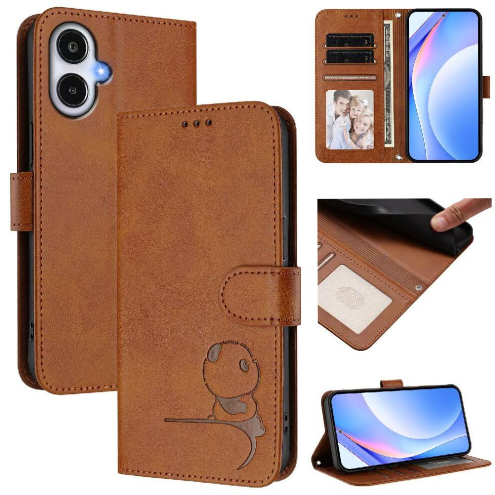 (Brown) Phone Case For Samsung Galaxy A25e Rfid Blocking Flip Folio Pu Leather Magnetic Card Slots Holder Kickstand Brown 764563069309