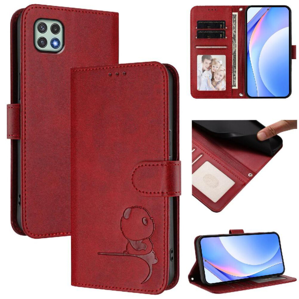 (Red) Phone Case For Samsung Galaxy A22s 5G Rfid Blocking Flip Folio Card Slots Holder Kickstand Pu Leather Magnetic Red 764563069873