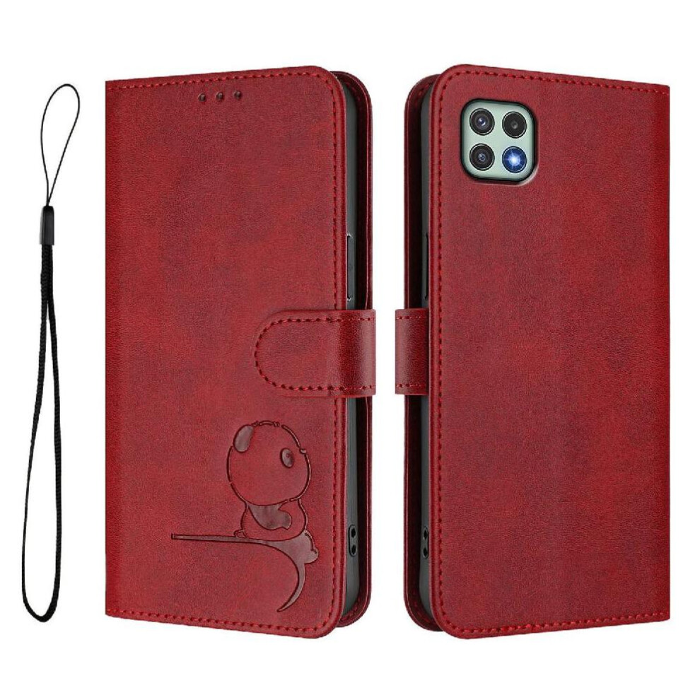 Photos - Case Phone for Samsung Galaxy A22 5g Pu Leather Card Slots Holder Kickstand Rfid Blocking Magnetic Flip Folio(Red)