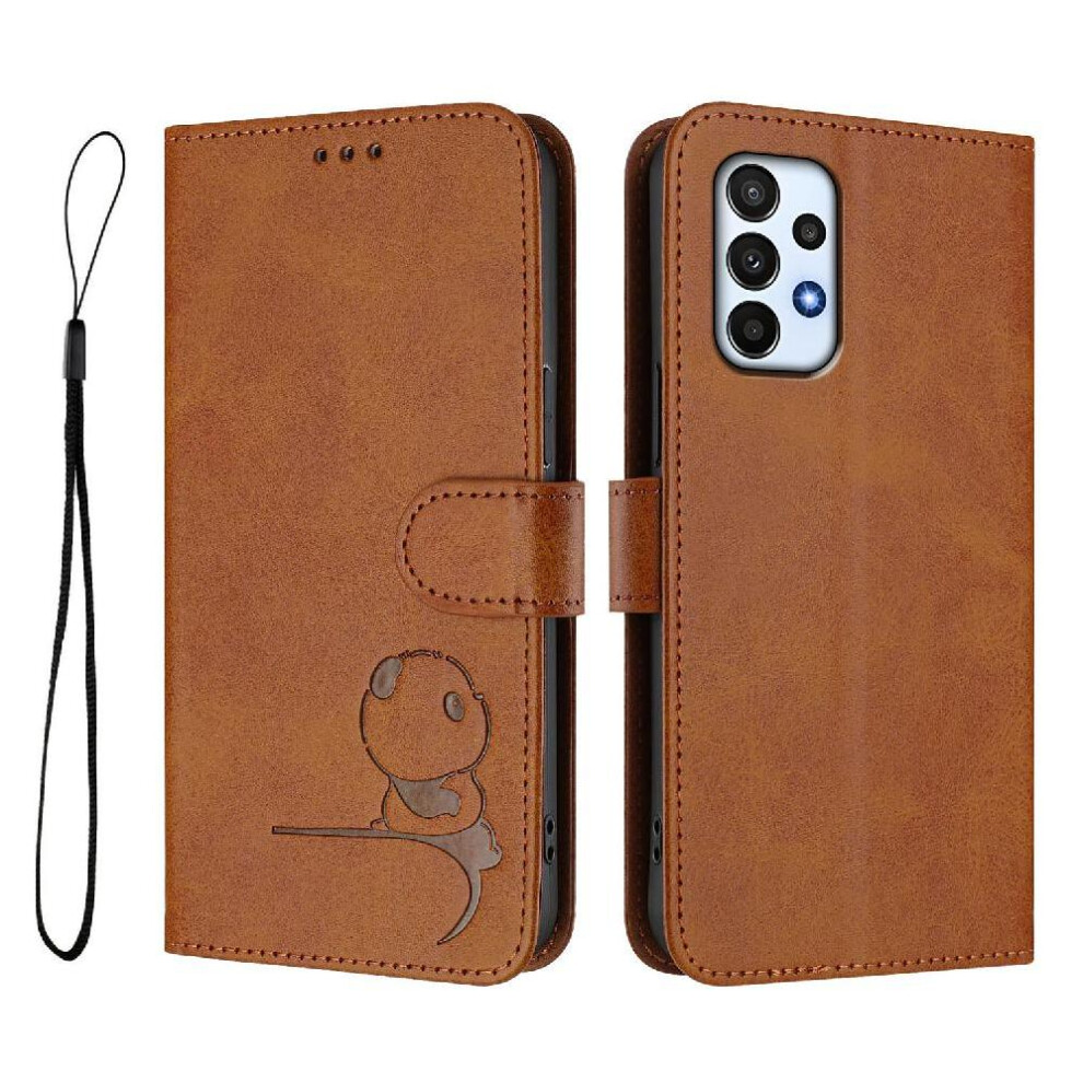 Photos - Case  Phone  for Samsung Galaxy M23 5g Magnetic Pu Leather Rfid Blocking Flip Folio Card Slots Holder Kickstand(Brown)